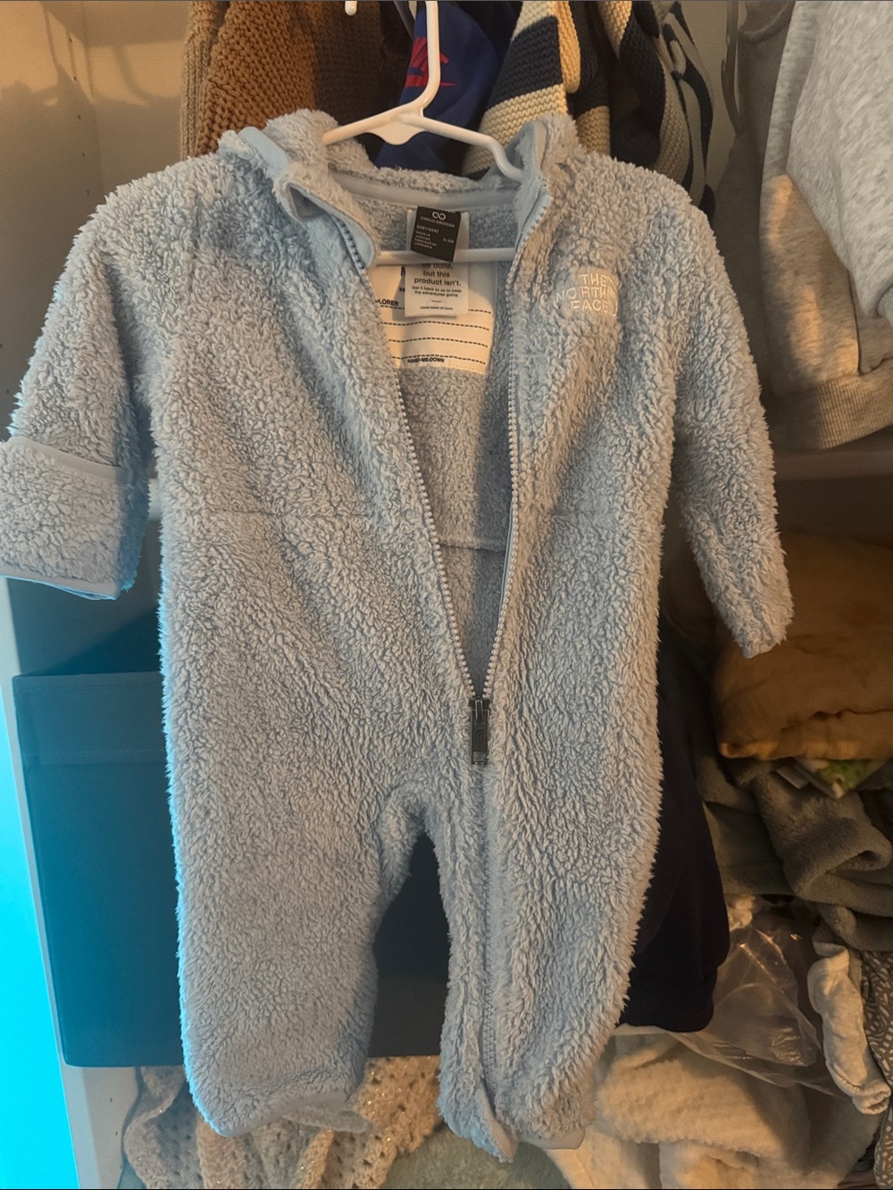 The North Face Baby Light Blue Sherpa Fleece One-Piece